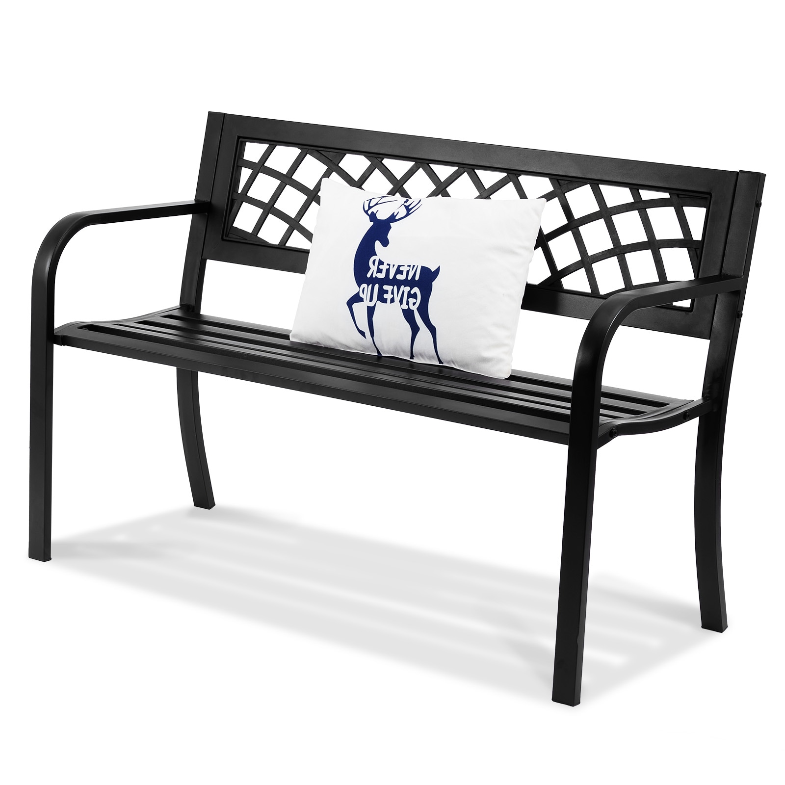 Outdoor Garden Bench With Backrest And Armrests For Patio Yard_voghion.com